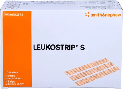 Produktbild von Leukostrip S Wundnahtstreifen 20x2 Blatt a 3/4 Str 20X2 P