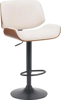 Produktbild von Barhocker LOTUN - Stoff Walnuss/creme 55x51x93 cm | Barstuhl Höhenverstellbar Mit Lehne Drehbar Tresenhocker Tresenstuhl Kneipenhocker Kneipenstuhl