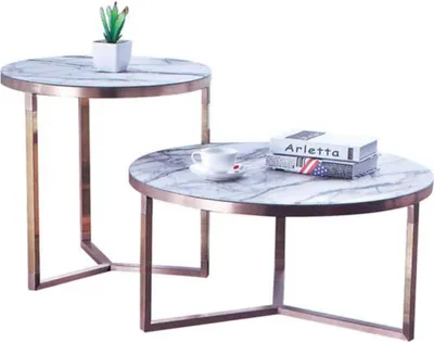 Produktbild von Designer Couch Tisch Rund Tische Runde Sofa Metall Glas Beistell Wohn zimmer Neu