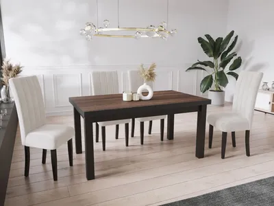 Produktbild von Moderner Rechteckiger Ausziehbarer Esstisch - Platzsparend - Schwarze Holzbeine - 120 bis 160 cm - Hergestellt in EU - 120 x 80 cm - Arvadonna Chestnut