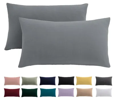 Produktbild von Kissenbezug 40 x 60 cm, 2 Stück – Kissenbezug 40 x 60 cm, grau. Für Kissen. 100 % Mikrofaser. Knitterfrei und bügelfrei. Mit Reißverschluss.