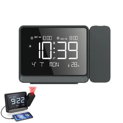 Produktbild von Digitaler Projektionswecker, 180° Projektionsuhr mit LED-Display & Temperaturanzeige, ideal für Schlafzimmer