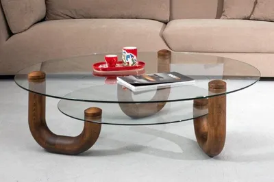 Produktbild von holz Couchtisch mit glasplatte Stilvoller Möbel für Wohnzimmer