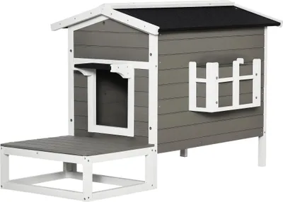 Produktbild von PawHut Katzenhütte Katzenhaus Katzenklappe Kleintierhaus Katzen Wetterfest