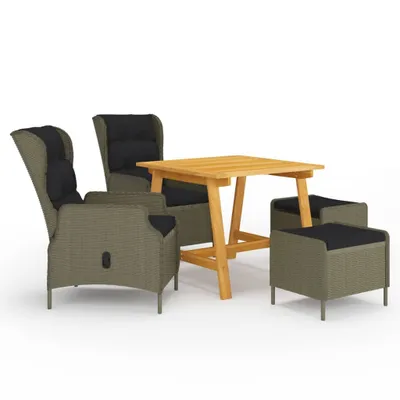 Produktbild von 5-teilige Garten-Essgruppe Braun, 2 Sitze, Liegefunktion, Akazienholz & Rattan