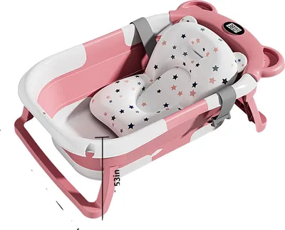 Immagine prodotto di Vaschetta da bagno per neonati, pieghevole, con termometro integrato, rosa