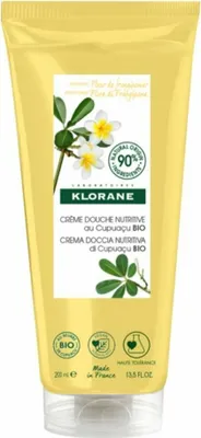 Produktbild von Klorane Duschcreme mit Bio-Cupuacu-Frangipani-Blüte