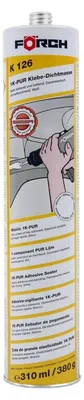 Zdjęcie produktu dla Förch K126 1K-PUR klej uszczelniający, czarny, 310 ml, do karoserii, spojlerów, klej do metalu