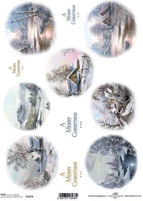Produktbild von ITD Reispapier Decoupage Bastelpapier Serviettentechnik-R1273 Weihnachten, Winteransichten