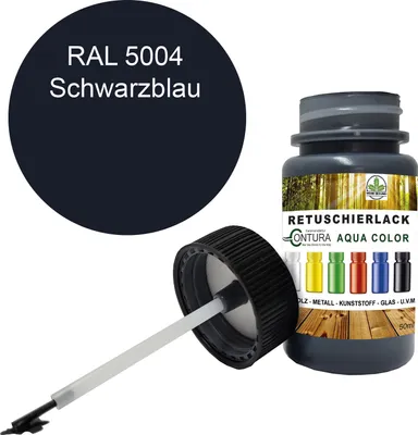 Produktbild von Reparaturlack Lackstift RAL Lack Pinselflasche 50ml. Farbe Holz Metall Möbel Auto Bad Retuschierlack - RAL 5004 Schwarzblau
