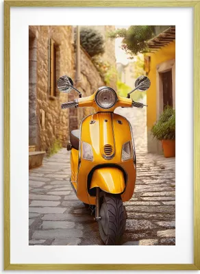 Produktbild von Wandposter Retro Wanddekoration für das Wohnzimmer Gelber Roller Italien