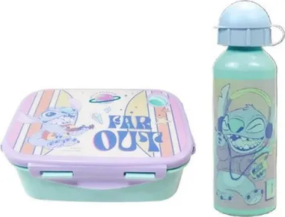Produktbild von Disney Lilo und Stitch Angel 2 tlg. Set Brotdose plus Alu Trinkflasche 520 ml