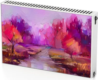 Produktbild von Herbstfluss – Magnetische Heizkörperabdeckung – 90x60 cm – Magnet Heizkörperabdeckung – 3D Würfel – Heizkörperverkleidung – Magnetische Wandverkleidung – Wetterfest