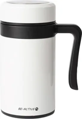 Produktbild von Thermobecher Mit Henkel aus Edelstahl 450 ml Becher für Kaffee und Tee unterwegs Weiß