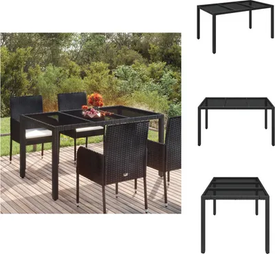Obrázok produktu pre vidaXL Záhradný stôl so sklenenou doskou čierny 150x90x75 cm polyratan - Záhradné stoly