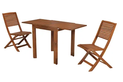 Produktbild von Merxx Gartenmöbelset Bali 3tlg., 2 Klappsessel, 1 Balkonausziehtisch 65 (130) x 70 cm- Akazie