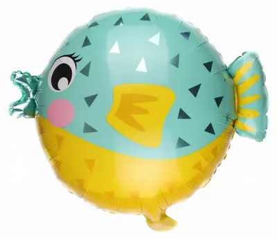 Immagine prodotto di Palloncino a forma di pesce palla, decorazione per feste a tema animali, blu e giallo, 44x55 cm