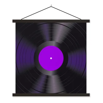 Produktbild von MuchoWow® Textilposter Schallplatten - Lila - Vinyl - Retro 90x90 cm mit schwarzem Rahmen - Magnetisches