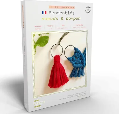 Obrázok produktu pre Macramé šperky - 2 červené a modré prívesky