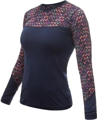 Immagine prodotto di T-shirt Sensor Merino Impress donna lunga blu scuro motivo origami Taglia M 22200031-01
