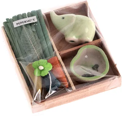 Produktbild von Räucherstäbchen & Duftset aus Thailand, Geschenkbox - Pfefferminz, Grün, 2*7*7 cm, Räucherstäbchen & Sets aus Thailand