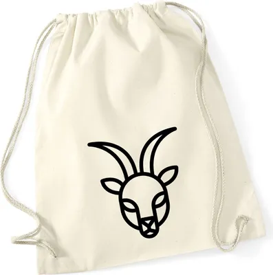 Produktbild von Huuraa Turnbeutel Steinbock Sternzeichen Symbol 12 Liter Natural Baumwolle Rucksack Geschenkidee