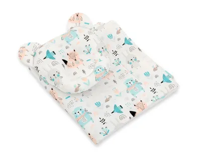 Produktbild von Teddybär-Bettdecke mit Füllung und Konturkissen - 2-teiliges Set - blaue Teddybären