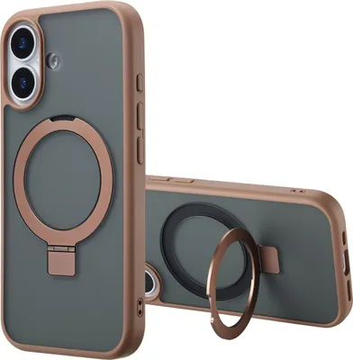 Image de Accezz Ring Stand Backcover avec MagSafe pour l'Apple iPhone 17 - Marron