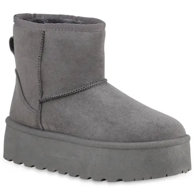 Produktbild von VAN HILL Damen Warm Gefütterte Winter Boots Bequeme Profil-Sohle Schuhe 840754, Farbe: Grau, Größe: 39