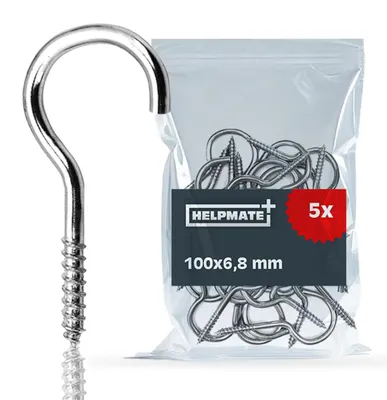 Image de Crochets en argent pour corde à linge, 100 x 6,8 x 29 x 24 mm – 5 pièces
