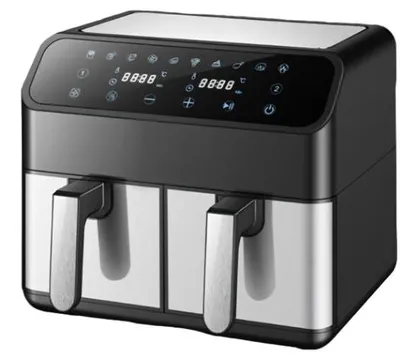 Obrázok produktu pre Fritovací hrn s konvektívnym ohrevom – dvojitá vnútorná nádoba – 8 litrov – 2000 wattov – LED dotykový displej – nerezová oceľ