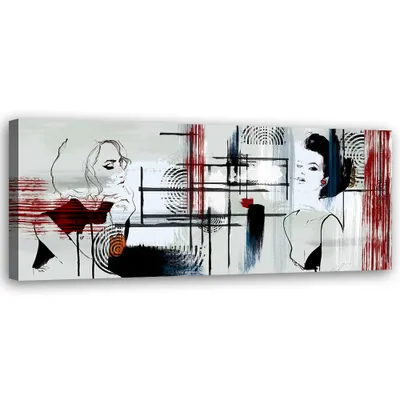 Produktbild von Leinwandbild Zwei Frauen Abstraktion 120x40 Feeby Grau bild für die wand bereit zum aufhängen