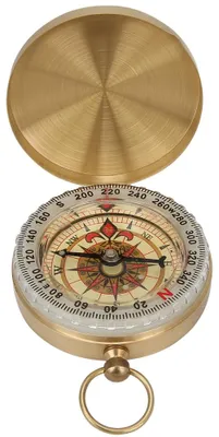 Image de Montre de poche en laiton de style rétro, boussole lumineuse à couvercle rabattable pour l'alpinisme en plein air
