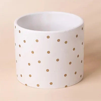 Zdjęcie produktu dla Ceramiczna doniczka do wnętrz - złota kropka - 15 cm - ceramiczna