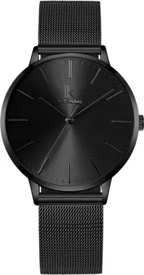 Produktbild von Alienwork Damen-Armbanduhr Quarz schwarz mit Metall Mesh Armband Edelstahl Ultra-flach dŸnn