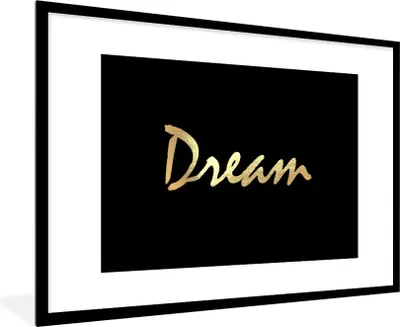 Produktbild von MuchoWow® Gerahmtes Poster Zitat - Traum - Schwarz - Gold 90x60 cm - Poster mit Schwarzem Bilderrahmen Wandposter Rahmen Foto Bilder - Wanddekoration - Fotos