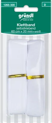 Produktbild von Gründl Klettband selbstklebend weiß 60 cm x 20 mm