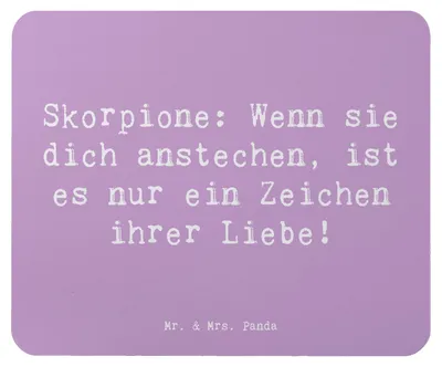 Produktbild von Mr. & Mrs. Panda Mauspad Spruch Skorpion Liebe - Lavendeltraum - Geschenk, Astrologie, pc, Leidenschaft, Horoskop, Sternzeichen, Humor, Geschenke, Tierkreiszeichen