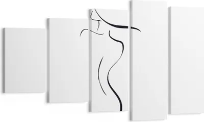 Produktbild von Bild auf Leinwand - Leinwandbild - 5 Teile - Minimalismus Frau Hut - 100x60cm - Wand Bild - Wanddeko - Wandbilder - Leinwanddruck - Bilder - Wanddekoration - Leinwand bilder - Wandbild - EG100x60-4908