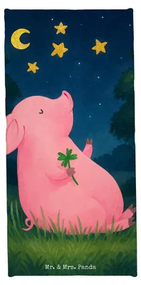Produktbild von Mr. & Mrs. Panda Handtuch Schwein Glück Design - Gelb Pastell - Geschenk, Strandtuch, Badhandtuch, Schweinchen, Lustige Sprüche, Duschhandtuch, Motivation, Sterne, Träume