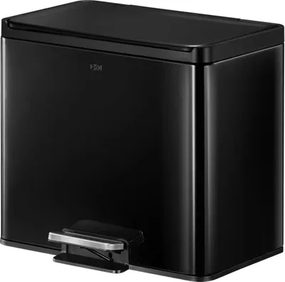 Image de EKO - Essential 2 Recycler Poubelle à pédale 20+9 litres - Steel Polypropylene - Noir