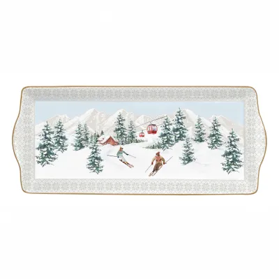 Image de Plateau de service CHALET Refuge d'hiver 35x15cm Porcelaine dans GB Easy Life