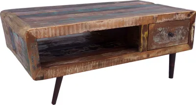Produktbild von Vintage Kaffeetisch, Couchtisch aus Recyclingholz - Modell 4, Braun, 45*110*60 cm, Kaffeetische & Bodentische