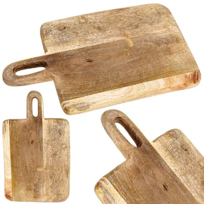 Image de Vilde Planche à découper en bois Planche en bois de manguier Plateau avec poignée 33x20x2 cm