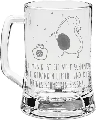 Produktbild von Mr. & Mrs. Panda Seidel Avocado Tanzen - Transparent - Geschenk, Gravur Bierkrug, Drinks, Feier, Glas, Bierhumpen, Musik, Humpen, Urlaub, Krug, Party