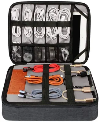 Produktbild von Kabel Organizer Tasche – Reise Elektronik Organizer für Kabel & Zubehör Schwarz