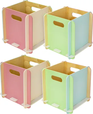 Zusammensteckbare Holzbox 25 cm Mehrfarbig Aufbewahrungsbox für Bücherregale mit einer Tiefe von 25 cm 4 Stück