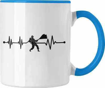 Produktbild von Trendation - Feuerwehr Herzschlag Geschenk Tasse Feuerwehrmann Geschenkidee Lustig Männer (Blau)