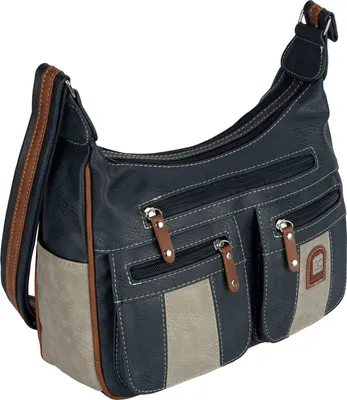Produktbild von Schultertasche (15161) Damentasche Umhängetasche Leder Optik Handtasche BLAU-GRAU