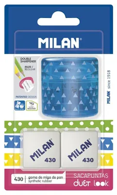 Image de Taille-Crayon Duo Bleu + 2 Gommes 430